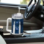 customized byu cougars hexagon armor blue curved tumbler best selling.webp