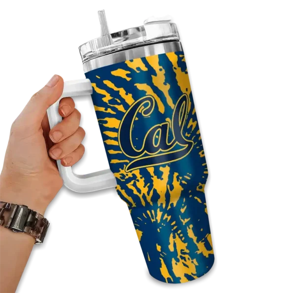 customized california golden bears burst swirl blue curved tumbler fashion forward.webp