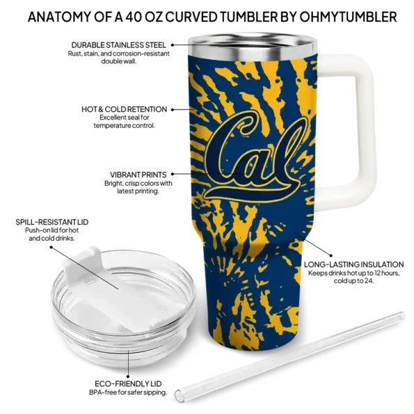 customized california golden bears burst swirl blue curved tumbler new arrival.webp