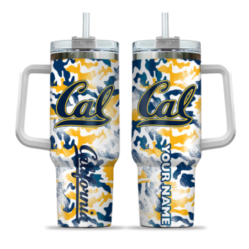 customized california golden bears camo mashup blue white curved tumbler best selling.webp