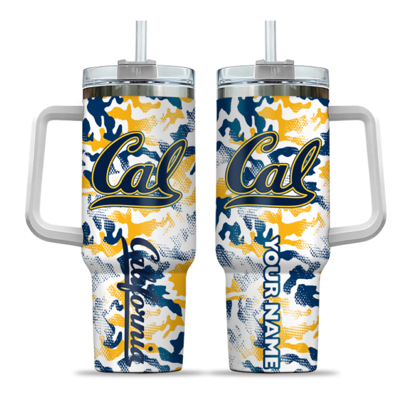 customized california golden bears camo mashup blue white curved tumbler best selling.webp