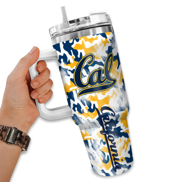 customized california golden bears camo mashup blue white curved tumbler fashion forward.webp