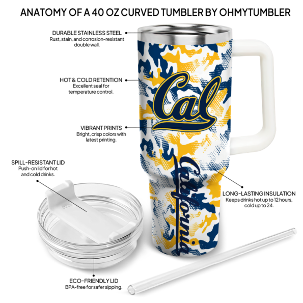 customized california golden bears camo mashup blue white curved tumbler new arrival.webp