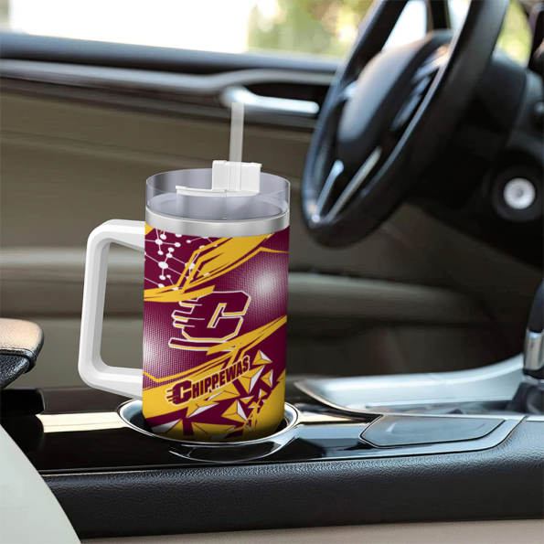 customized central michigan chippewas abstract paths maroon curved tumbler trendy.webp