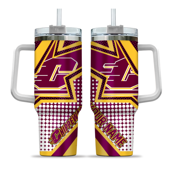 customized central michigan chippewas arrow burst maroon curved tumbler best selling.webp