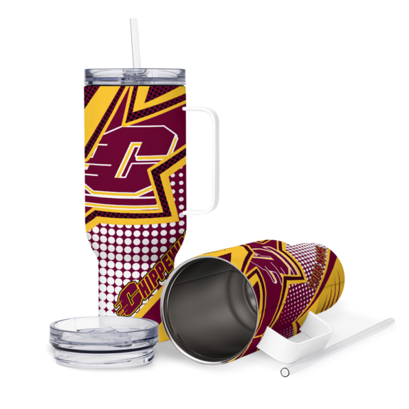 customized central michigan chippewas arrow burst maroon curved tumbler high quality.webp