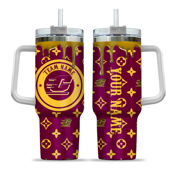 customized central michigan chippewas bullseye drips maroon curved tumbler best selling.webp