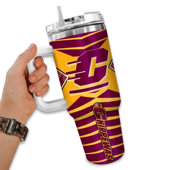 customized central michigan chippewas chevron layers maroon curved tumbler fashion forward.webp