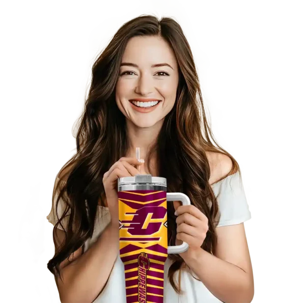 customized central michigan chippewas chevron layers maroon curved tumbler premium grade.webp