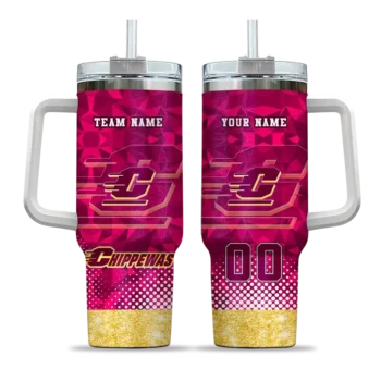 customized central michigan chippewas geometric prism maroon curved tumbler best selling.webp