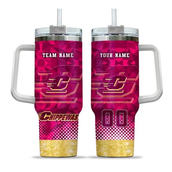 customized central michigan chippewas geometric prism maroon curved tumbler best selling.webp