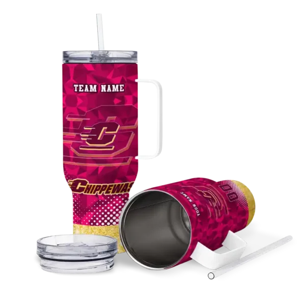 customized central michigan chippewas geometric prism maroon curved tumbler high quality.webp