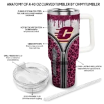customized central michigan chippewas leopard zipper maroon curved tumbler best selling.webp