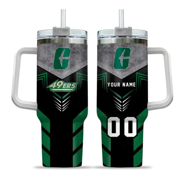customized charlotte 49ers arrow armor green black curved tumbler best selling.webp