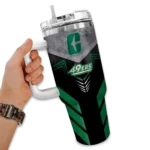customized charlotte 49ers arrow armor green black curved tumbler best selling.webp