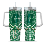 customized charlotte 49ers chevron angle green curved tumbler best selling.webp