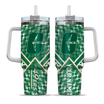 customized charlotte 49ers chevron angle green curved tumbler best selling.webp