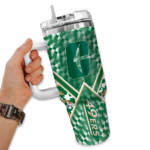 customized charlotte 49ers chevron angle green curved tumbler best selling.webp