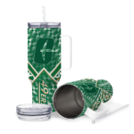 customized charlotte 49ers chevron angle green curved tumbler best selling.webp