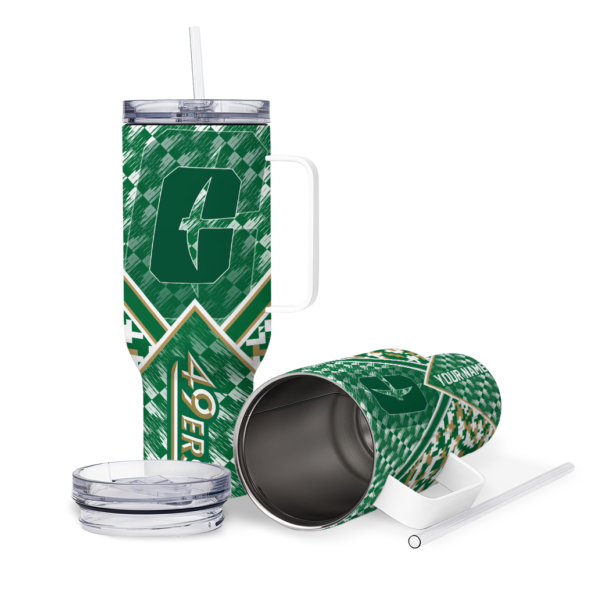 customized charlotte 49ers chevron angle green curved tumbler high quality.webp