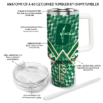 customized charlotte 49ers chevron angle green curved tumbler best selling.webp