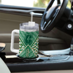 customized charlotte 49ers chevron angle green curved tumbler best selling.webp