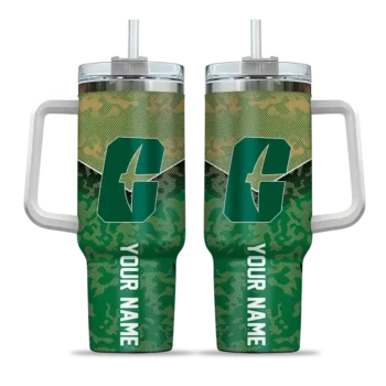 customized charlotte 49ers chevron stripe green curved tumbler best selling.webp