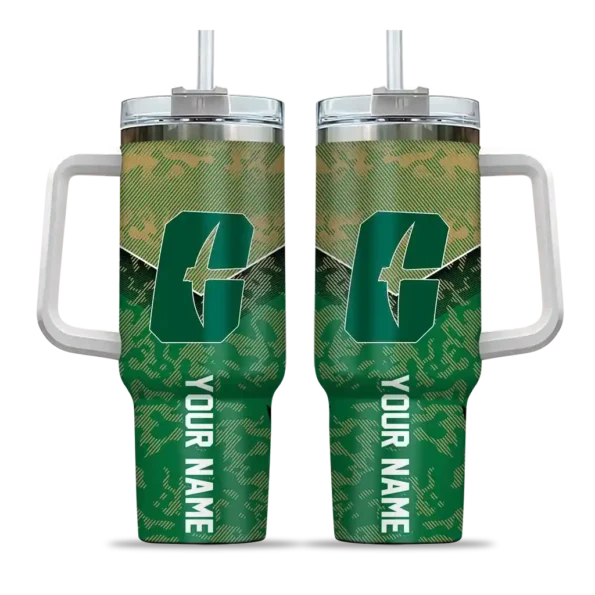 customized charlotte 49ers chevron stripe green curved tumbler best selling.webp