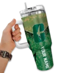 customized charlotte 49ers chevron stripe green curved tumbler best selling.webp