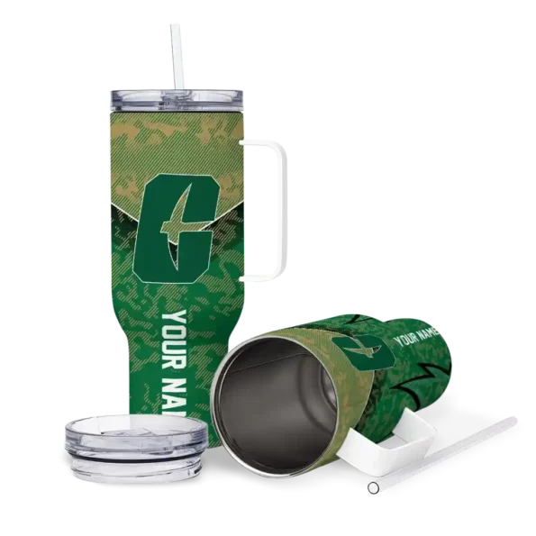 customized charlotte 49ers chevron stripe green curved tumbler high quality.webp