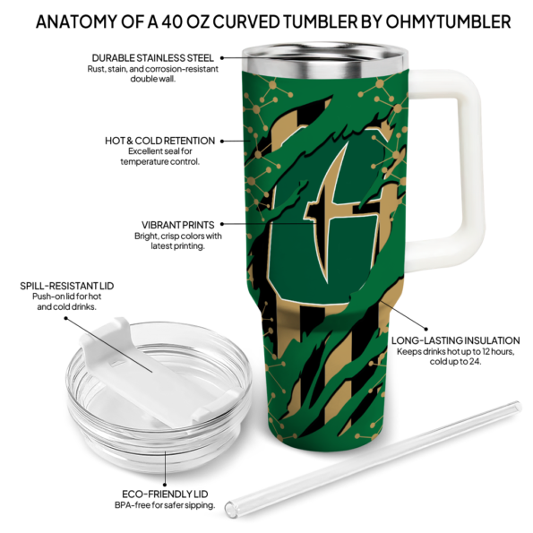 customized charlotte 49ers claw cut green black curved tumbler new arrival.webp