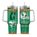 customized charlotte 49ers heart helmet motif green curved tumbler best selling.webp