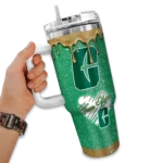 customized charlotte 49ers heart helmet motif green curved tumbler best selling.webp