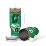 customized charlotte 49ers heart helmet motif green curved tumbler best selling.webp