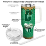 customized charlotte 49ers heart helmet motif green curved tumbler best selling.webp