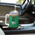 customized charlotte 49ers heart helmet motif green curved tumbler best selling.webp