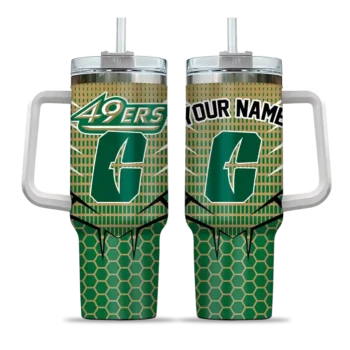 customized charlotte 49ers hex texture green curved tumbler best selling.webp