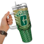 customized charlotte 49ers hex texture green curved tumbler best selling.webp