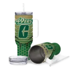 customized charlotte 49ers hex texture green curved tumbler best selling.webp