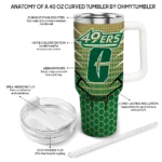 customized charlotte 49ers hex texture green curved tumbler best selling.webp