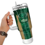 customized charlotte 49ers hexagon armor green curved tumbler best selling.webp