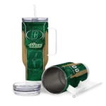 customized charlotte 49ers hexagon armor green curved tumbler best selling.webp