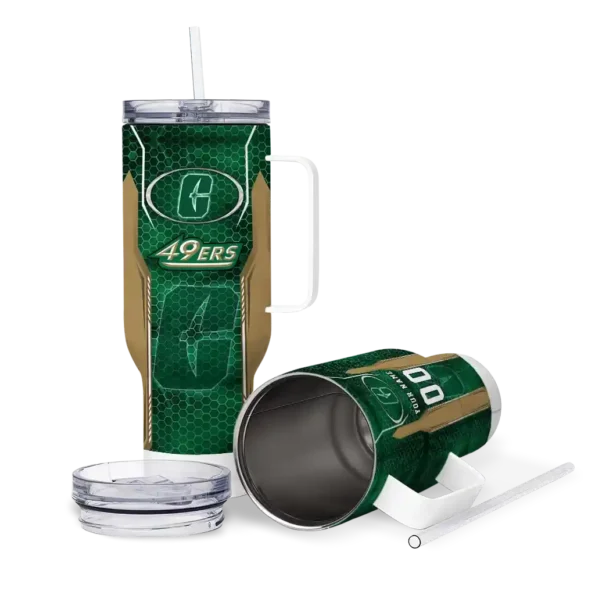customized charlotte 49ers hexagon armor green curved tumbler high quality.webp