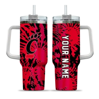customized cincinnati bearcats burst swirl red curved tumbler best selling