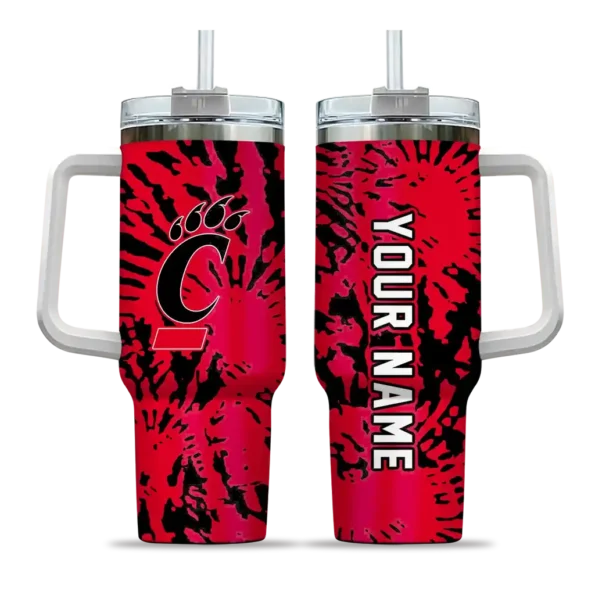 customized cincinnati bearcats burst swirl red curved tumbler best selling