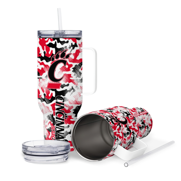 customized cincinnati bearcats camo mashup red white curved tumbler high quality.webp