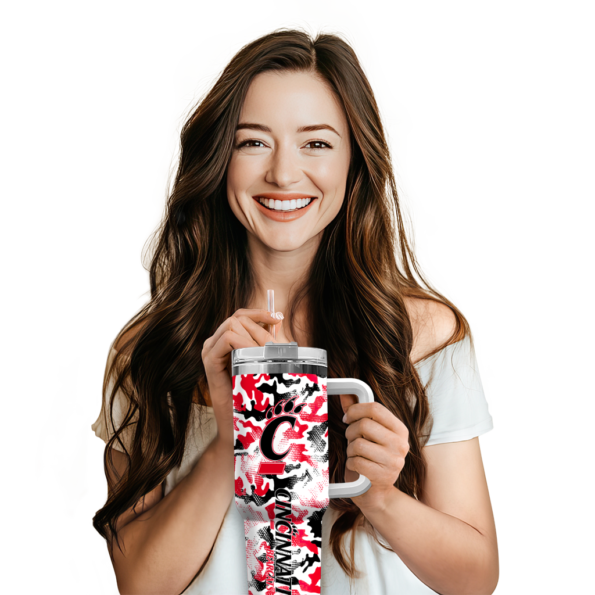 customized cincinnati bearcats camo mashup red white curved tumbler premium grade.webp