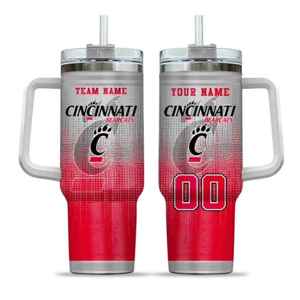 customized cincinnati bearcats gradient dots red curved tumbler best selling