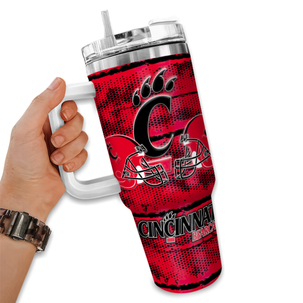 customized cincinnati bearcats honey streaks red curved tumbler fashion forward.webp