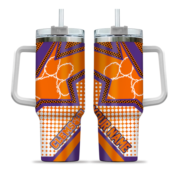 customized clemson tigers arrow burst orange curved tumbler best selling